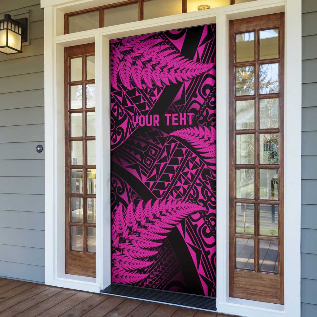 New Zealand Rugby Pacific Personalised Door Cover All Pink Maori Pasifika Fern Pattern - Aussie Hoodie