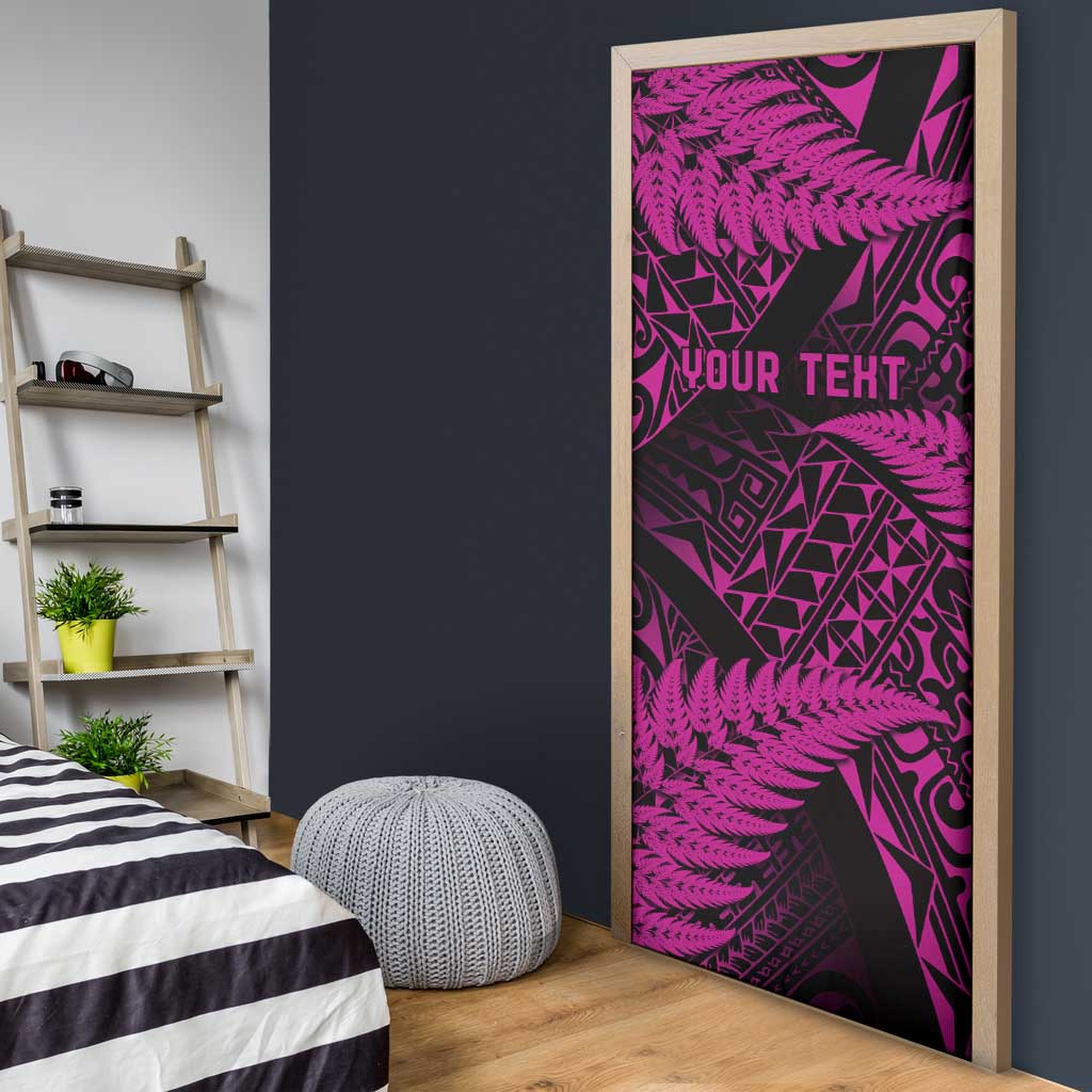New Zealand Rugby Pacific Personalised Door Cover All Pink Maori Pasifika Fern Pattern - Aussie Hoodie