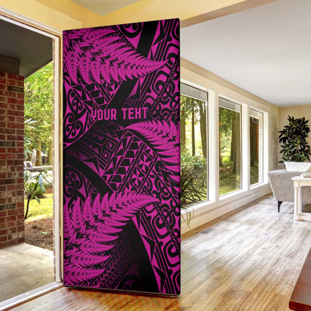 New Zealand Rugby Pacific Personalised Door Cover All Pink Maori Pasifika Fern Pattern - Aussie Hoodie