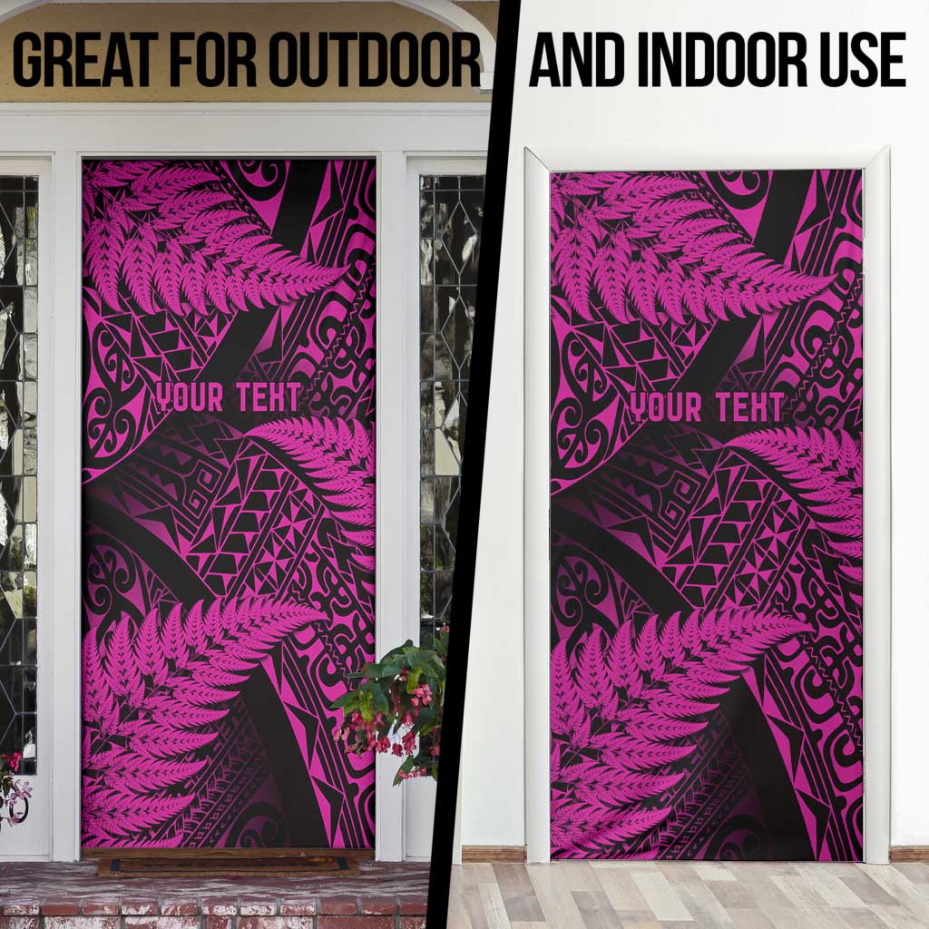 New Zealand Rugby Pacific Personalised Door Cover All Pink Maori Pasifika Fern Pattern - Aussie Hoodie