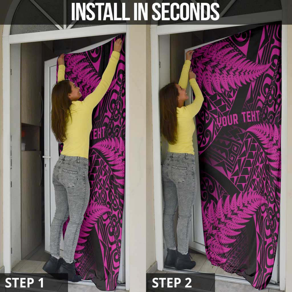 New Zealand Rugby Pacific Personalised Door Cover All Pink Maori Pasifika Fern Pattern - Aussie Hoodie