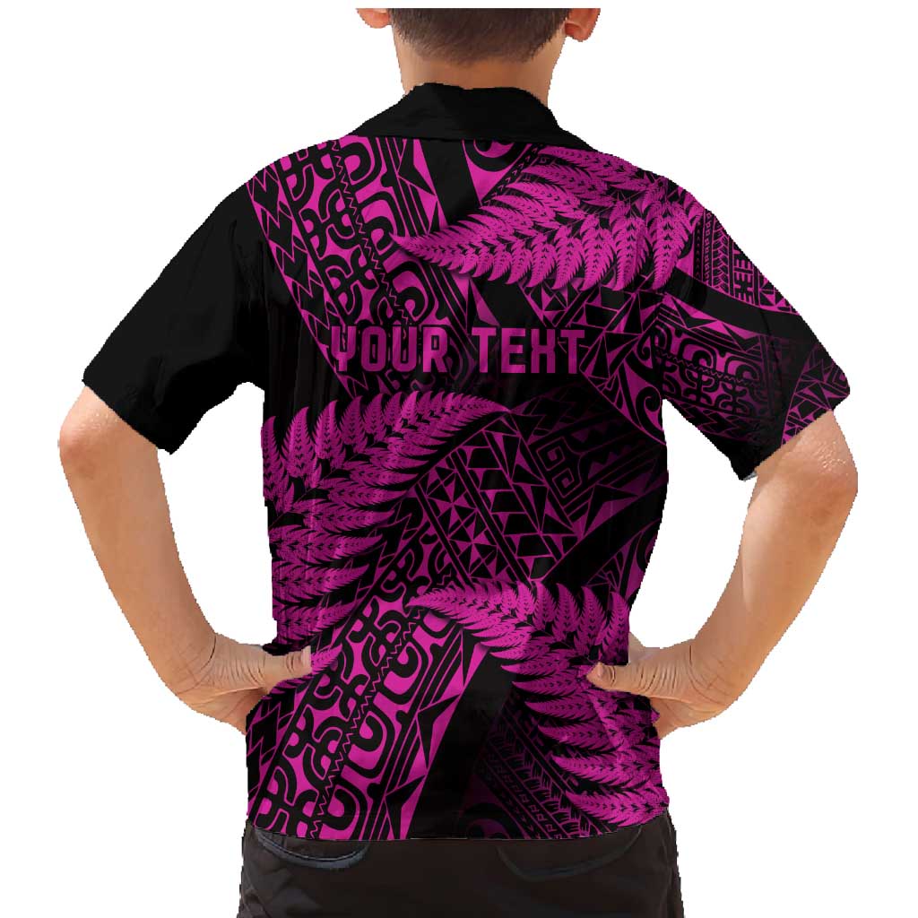 New Zealand Rugby Pacific Personalised Family Matching Mermaid Dress and Hawaiian Shirt All Pink Maori Pasifika Fern Pattern