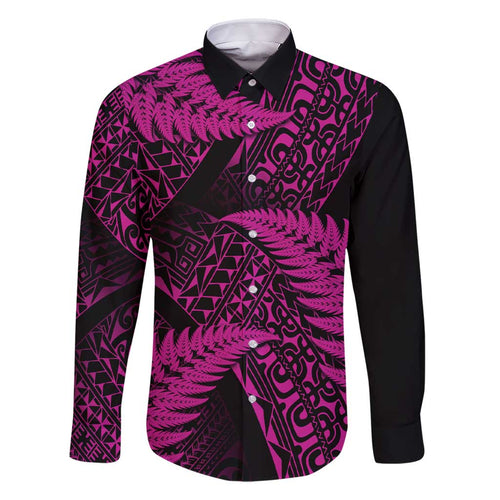New Zealand Rugby Pacific Personalised Family Matching Short Sleeve Bodycon Dress and Hawaiian Shirt All Pink Maori Pasifika Fern Pattern