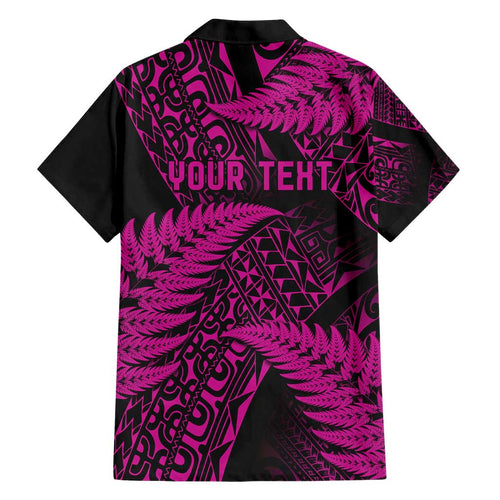 New Zealand Rugby Pacific Personalised Hawaiian Shirt All Pink Maori Pasifika Fern Pattern