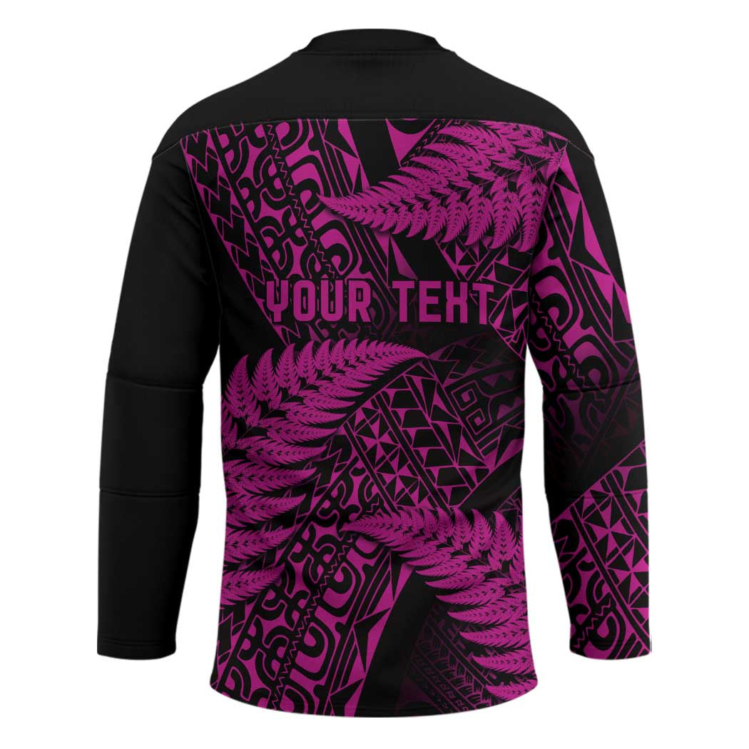 New Zealand Rugby Pacific Personalised Hockey Jersey All Pink Maori Pasifika Fern Pattern - Aussie Hoodie