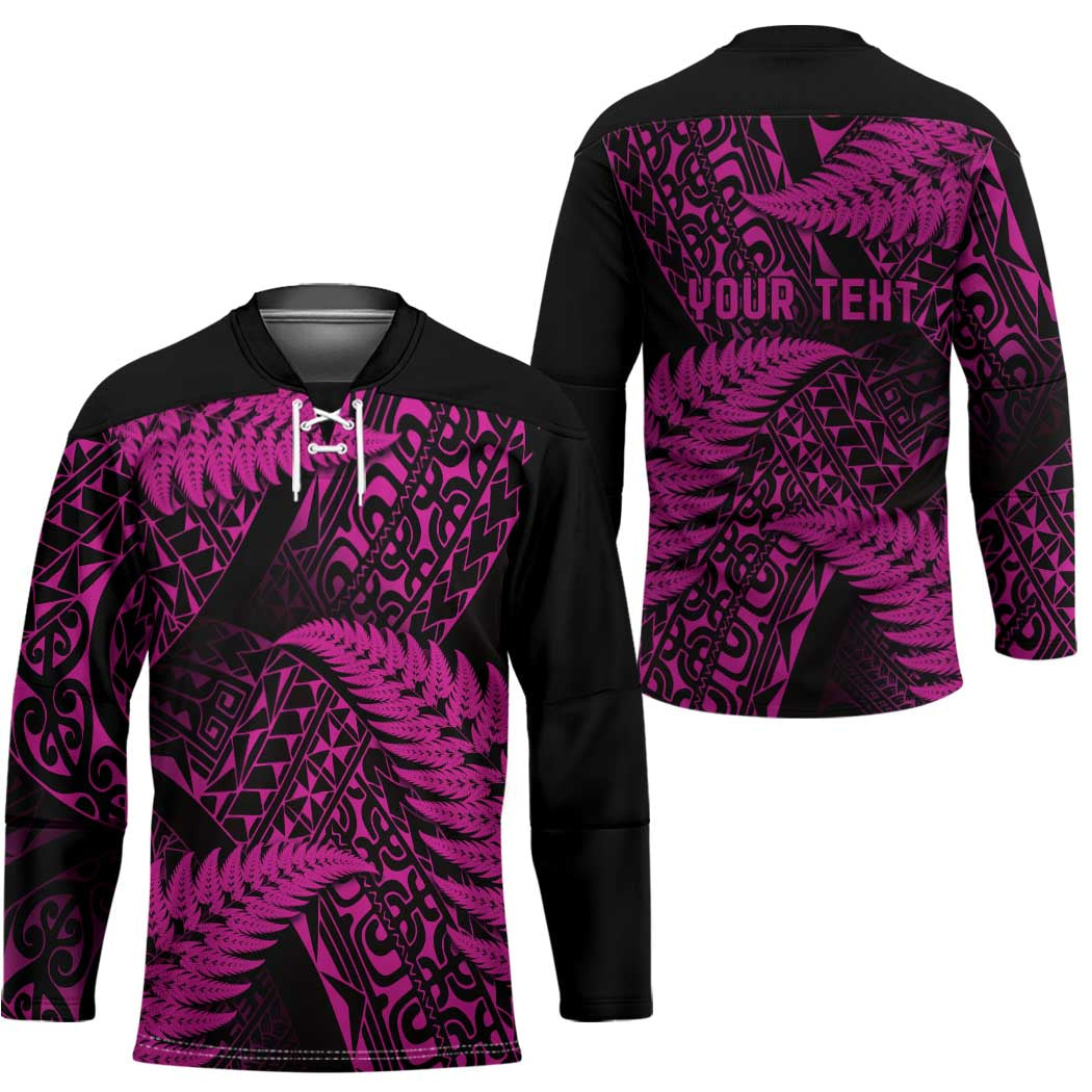 New Zealand Rugby Pacific Personalised Hockey Jersey All Pink Maori Pasifika Fern Pattern - Aussie Hoodie