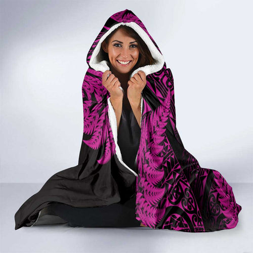 New Zealand Rugby Pacific Personalised Hooded Blanket All Pink Maori Pasifika Fern Pattern