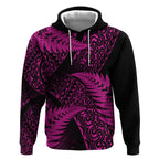 New Zealand Rugby Pacific Personalised Hoodie All Pink Maori Pasifika Fern Pattern