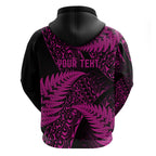 New Zealand Rugby Pacific Personalised Hoodie All Pink Maori Pasifika Fern Pattern