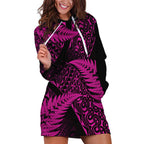 New Zealand Rugby Pacific Personalised Hoodie Dress All Pink Maori Pasifika Fern Pattern