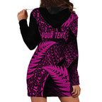 New Zealand Rugby Pacific Personalised Hoodie Dress All Pink Maori Pasifika Fern Pattern