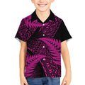 New Zealand Rugby Pacific Personalised Kid Hawaiian Shirt All Pink Maori Pasifika Fern Pattern