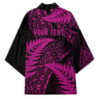 New Zealand Rugby Pacific Personalised Kimono All Pink Maori Pasifika Fern Pattern - Aussie Hoodie