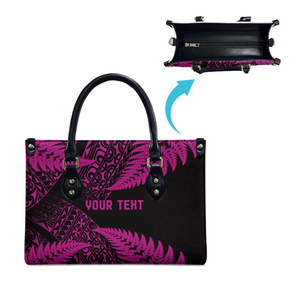 New Zealand Rugby Pacific Personalised Leather Bag All Pink Maori Pasifika Fern Pattern - Aussie Hoodie