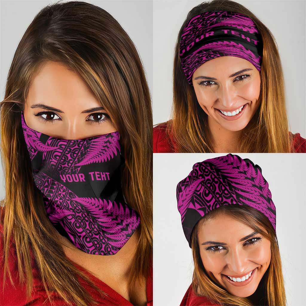 New Zealand Rugby Pacific Personalised Neck Gaiter All Pink Maori Pasifika Fern Pattern - Aussie Hoodie