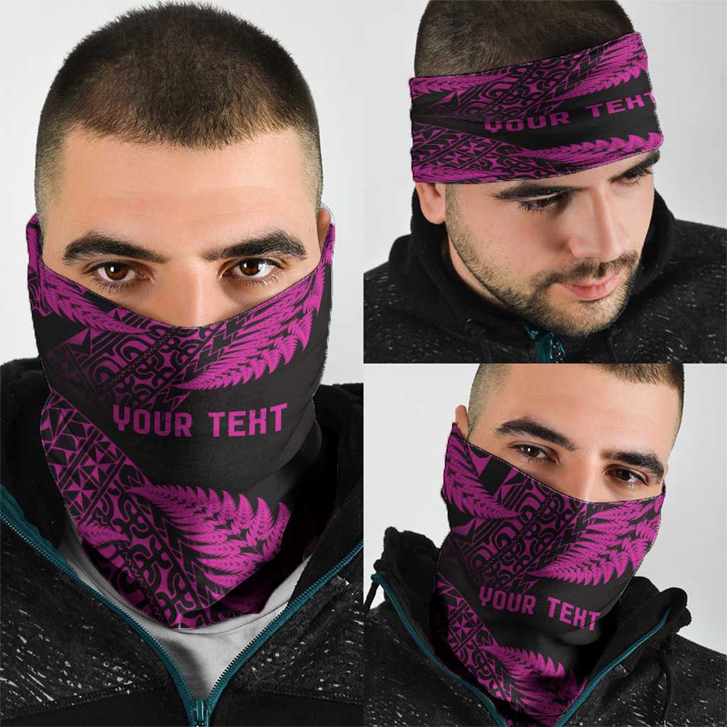 New Zealand Rugby Pacific Personalised Neck Gaiter All Pink Maori Pasifika Fern Pattern - Aussie Hoodie