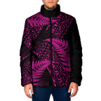 New Zealand Rugby Pacific Personalised Padded Jacket All Pink Maori Pasifika Fern Pattern - Aussie Hoodie