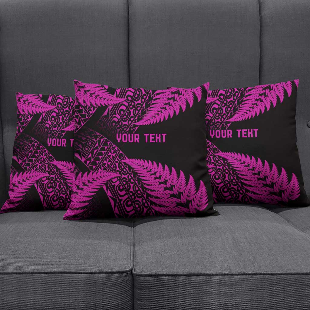 New Zealand Rugby Pacific Personalised Pillow Cover All Pink Maori Pasifika Fern Pattern - Aussie Hoodie