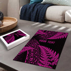 New Zealand Rugby Pacific Personalised Puzzle All Pink Maori Pasifika Fern Pattern - Aussie Hoodie