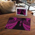 New Zealand Rugby Pacific Personalised Puzzle All Pink Maori Pasifika Fern Pattern - Aussie Hoodie