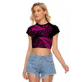 New Zealand Rugby Pacific Personalised Raglan Cropped T Shirt All Pink Maori Pasifika Fern Pattern