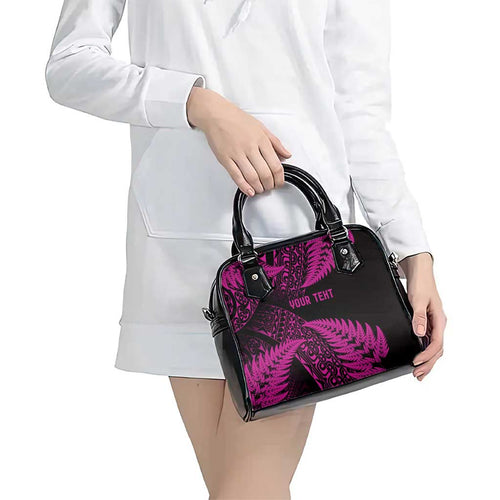 New Zealand Rugby Pacific Personalised Shoulder Handbag All Pink Maori Pasifika Fern Pattern