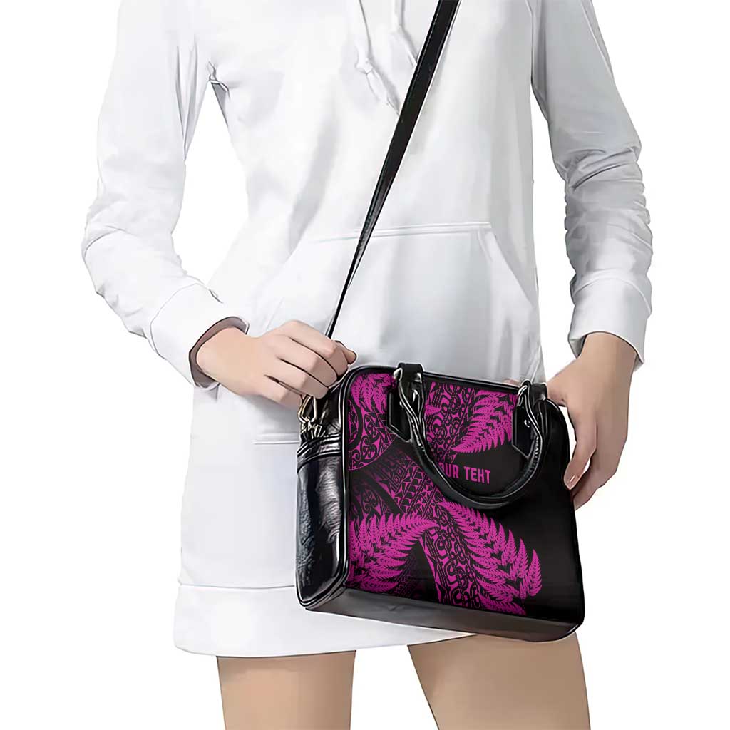 New Zealand Rugby Pacific Personalised Shoulder Handbag All Pink Maori Pasifika Fern Pattern