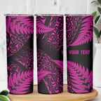 New Zealand Rugby Pacific Personalised Skinny Tumbler All Pink Maori Pasifika Fern Pattern