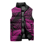 New Zealand Rugby Pacific Personalised Sleeveless Puffer Jacket All Pink Maori Pasifika Fern Pattern - Aussie Hoodie
