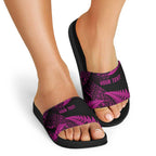 New Zealand Rugby Pacific Personalised Slide Sandals All Pink Maori Pasifika Fern Pattern - Aussie Hoodie