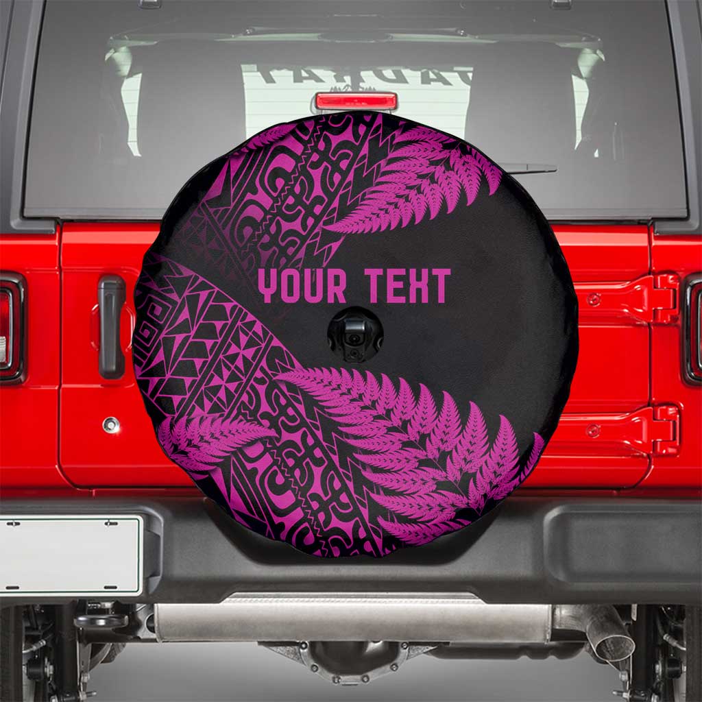 New Zealand Rugby Pacific Personalised Spare Tire Cover All Pink Maori Pasifika Fern Pattern