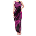 New Zealand Rugby Pacific Personalised Tank Maxi Dress All Pink Maori Pasifika Fern Pattern