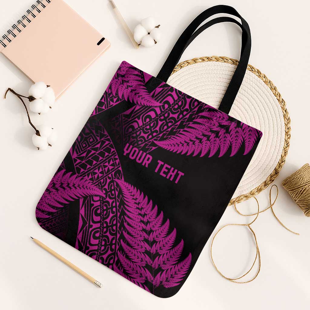 New Zealand Rugby Pacific Personalised Tote Bag All Pink Maori Pasifika Fern Pattern - Aussie Hoodie