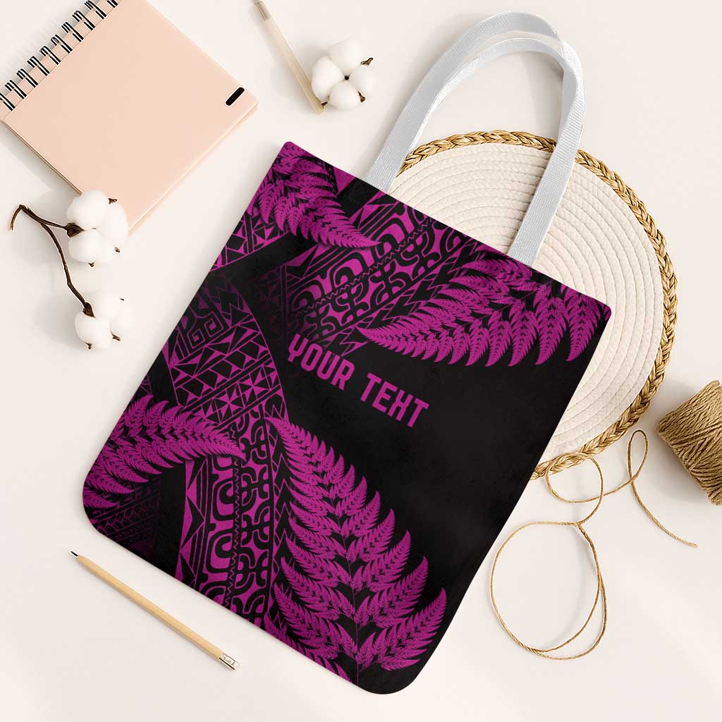 New Zealand Rugby Pacific Personalised Tote Bag All Pink Maori Pasifika Fern Pattern - Aussie Hoodie
