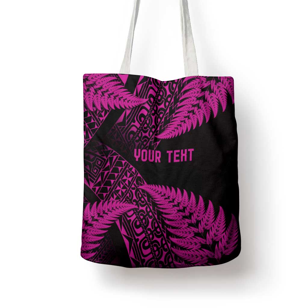 New Zealand Rugby Pacific Personalised Tote Bag All Pink Maori Pasifika Fern Pattern - Aussie Hoodie