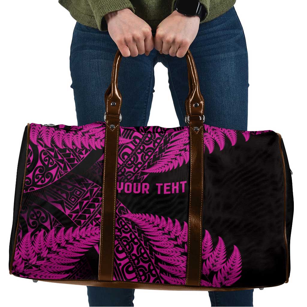 New Zealand Rugby Pacific Personalised Travel Bag All Pink Maori Pasifika Fern Pattern - Aussie Hoodie