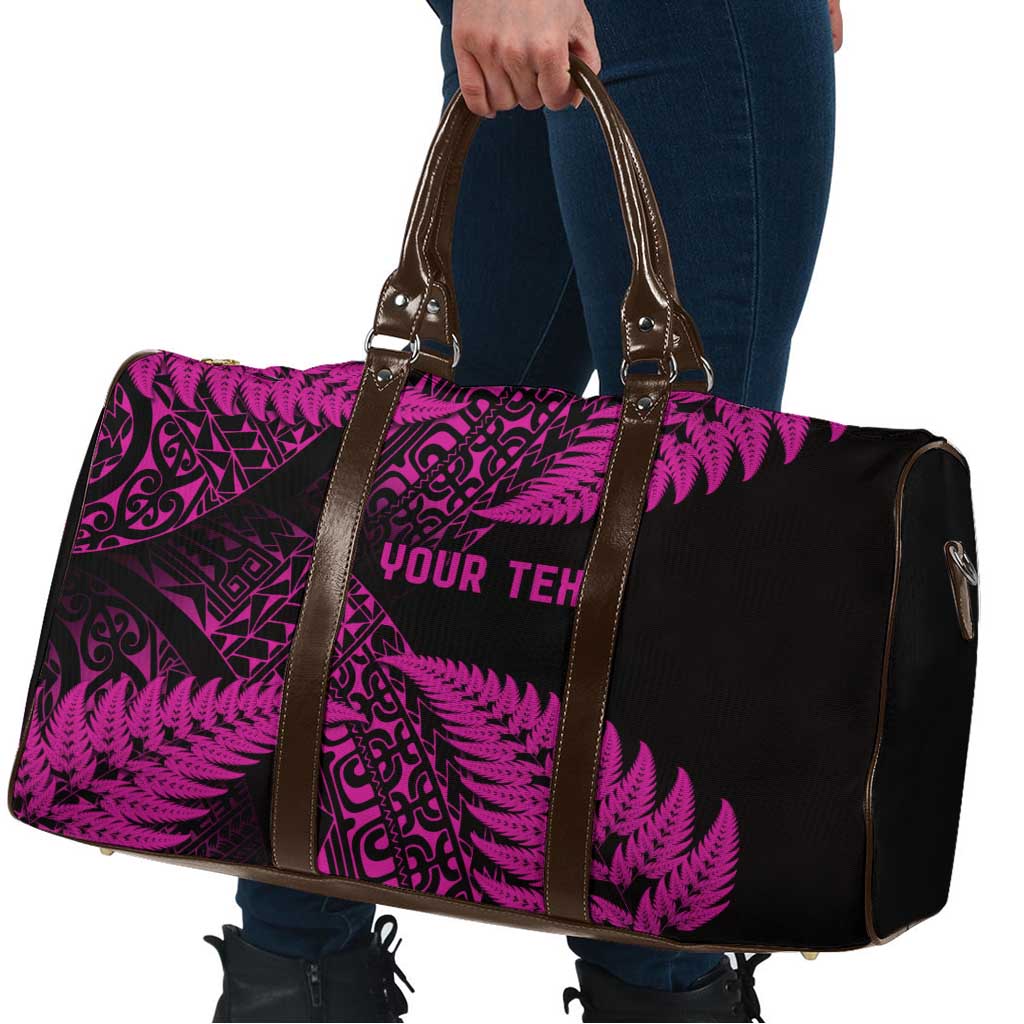 New Zealand Rugby Pacific Personalised Travel Bag All Pink Maori Pasifika Fern Pattern - Aussie Hoodie