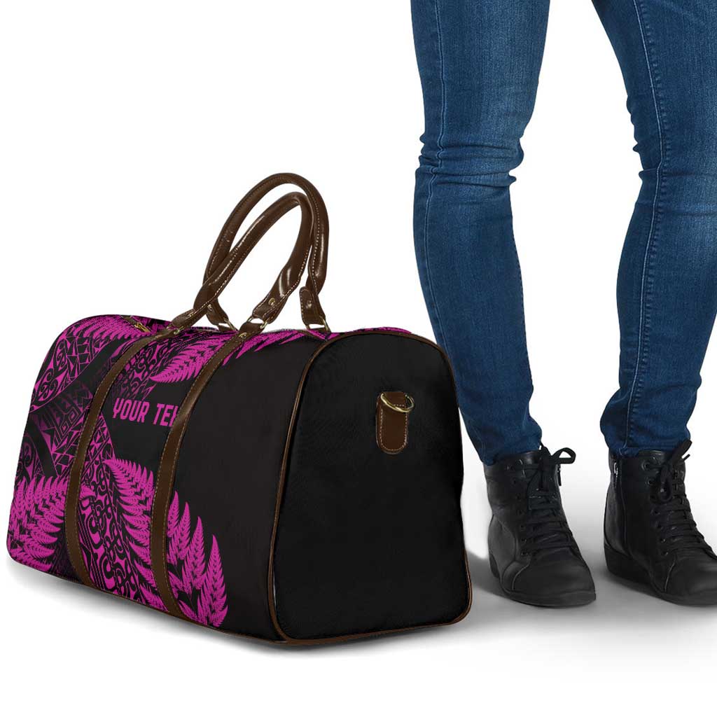 New Zealand Rugby Pacific Personalised Travel Bag All Pink Maori Pasifika Fern Pattern - Aussie Hoodie