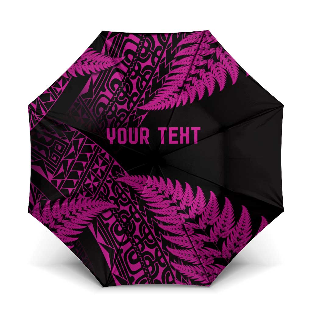 New Zealand Rugby Pacific Personalised Umbrella All Pink Maori Pasifika Fern Pattern - Aussie Hoodie
