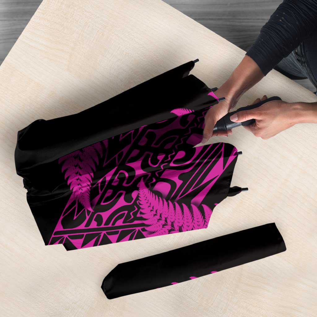 New Zealand Rugby Pacific Personalised Umbrella All Pink Maori Pasifika Fern Pattern - Aussie Hoodie