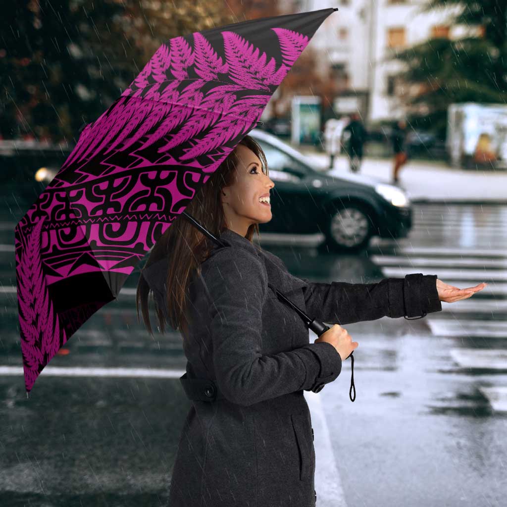 New Zealand Rugby Pacific Personalised Umbrella All Pink Maori Pasifika Fern Pattern - Aussie Hoodie