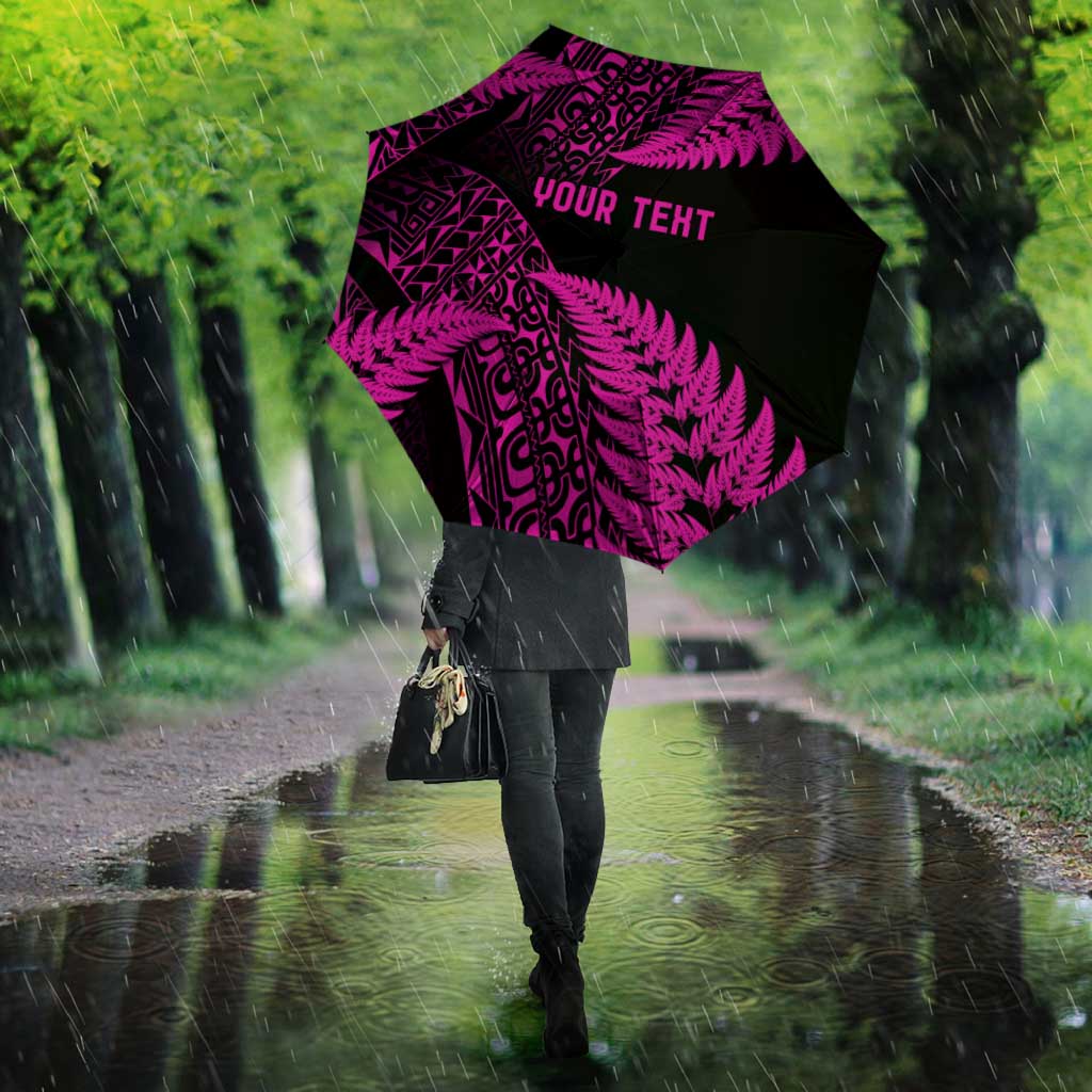 New Zealand Rugby Pacific Personalised Umbrella All Pink Maori Pasifika Fern Pattern - Aussie Hoodie