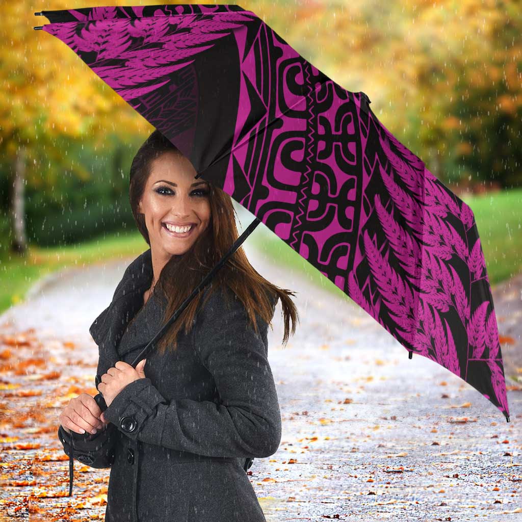 New Zealand Rugby Pacific Personalised Umbrella All Pink Maori Pasifika Fern Pattern - Aussie Hoodie