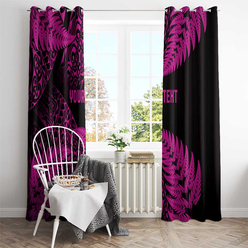New Zealand Rugby Pacific Personalised Window Curtain All Pink Maori Pasifika Fern Pattern