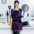 New Zealand Rugby Pacific Personalised Apron All Purple Maori Pasifika Fern Pattern - Aussie Hoodie