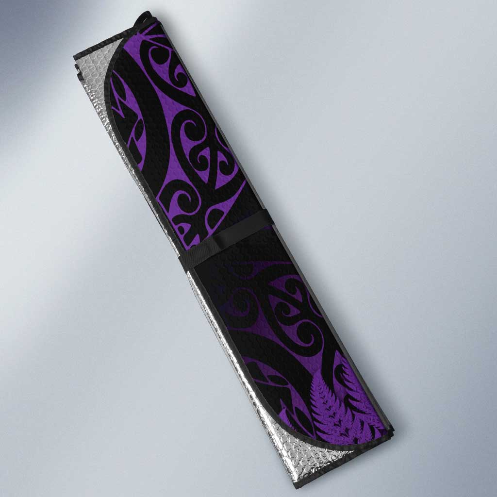 New Zealand Rugby Pacific Personalised Auto Sun Shade All Purple Maori Pasifika Fern Pattern - Aussie Hoodie