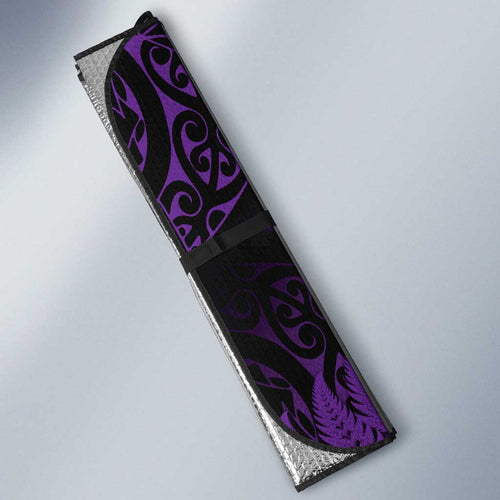 New Zealand Rugby Pacific Personalised Auto Sun Shade All Purple Maori Pasifika Fern Pattern - Aussie Hoodie