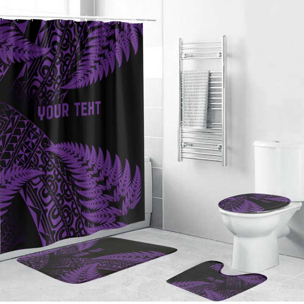 New Zealand Rugby Pacific Personalised Bathroom Set All Purple Maori Pasifika Fern Pattern - Aussie Hoodie