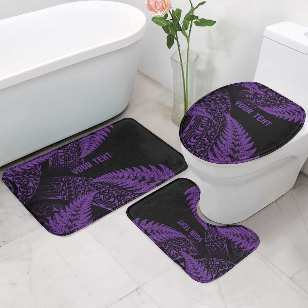 New Zealand Rugby Pacific Personalised Bathroom Set All Purple Maori Pasifika Fern Pattern - Aussie Hoodie