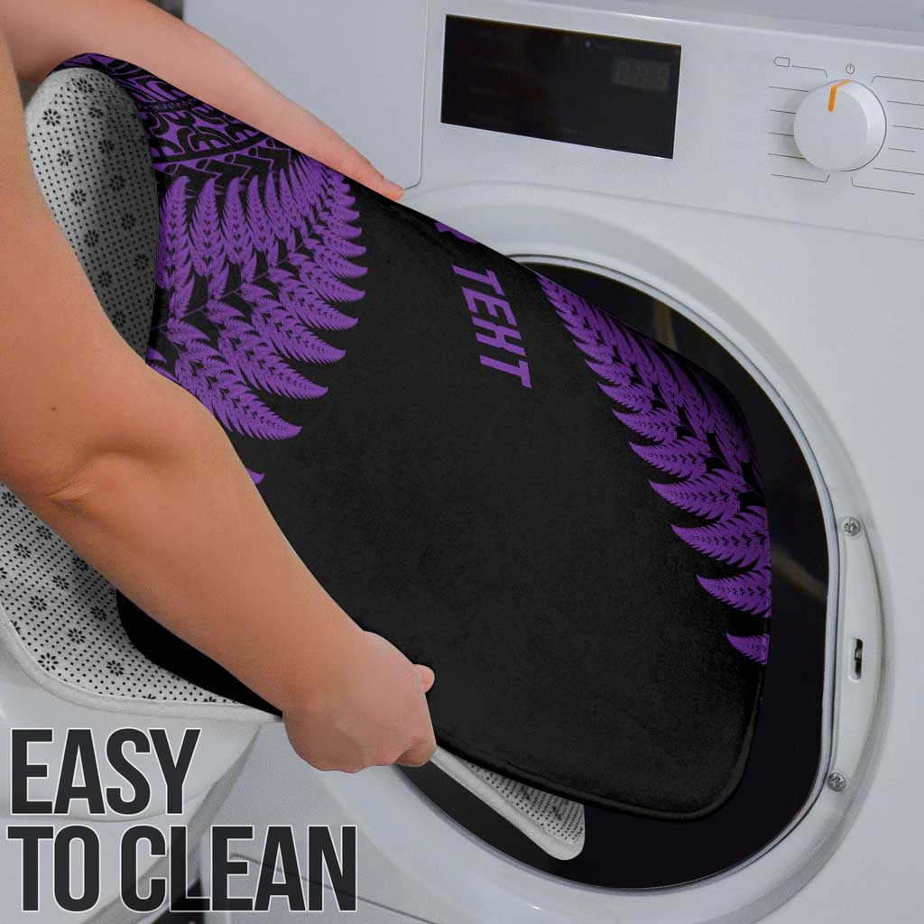 New Zealand Rugby Pacific Personalised Bathroom Set All Purple Maori Pasifika Fern Pattern - Aussie Hoodie